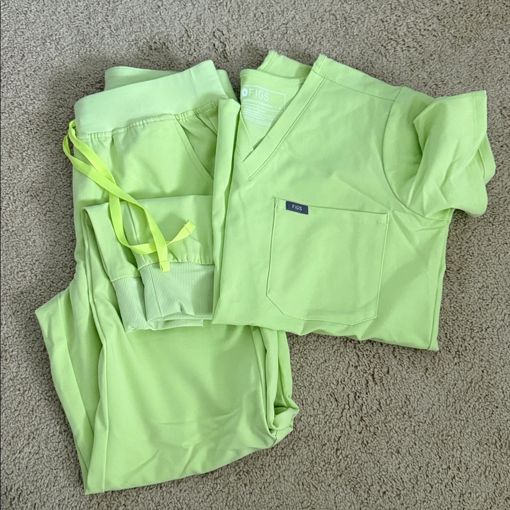 SEA MIST Jogger Scrub Pants and one pocket top